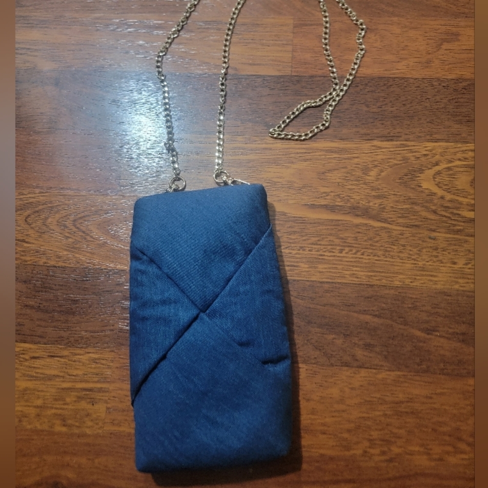 A New Day Denim Quilted Navy Crossbody Small Bag with Gold Chain